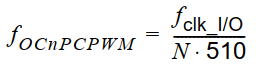 فرمول محاسبه فرکانس خروجی مد Correct PWM