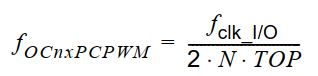فرمول فرکانس مد Correct PWM در تایمر کانتر 1
